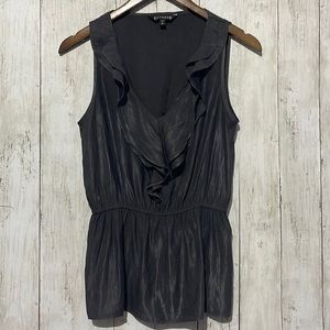 EXPRESS Women's Black Ruffle V‎ Neck Peplum Tank Top XS